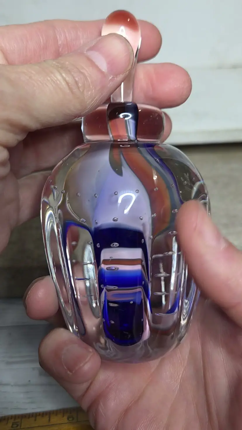 Signed Art Glass Perfume Bottle With Stopper