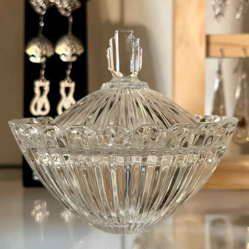 Mikasa Crystal Marquette Art Deco Design Candy/Nut dish