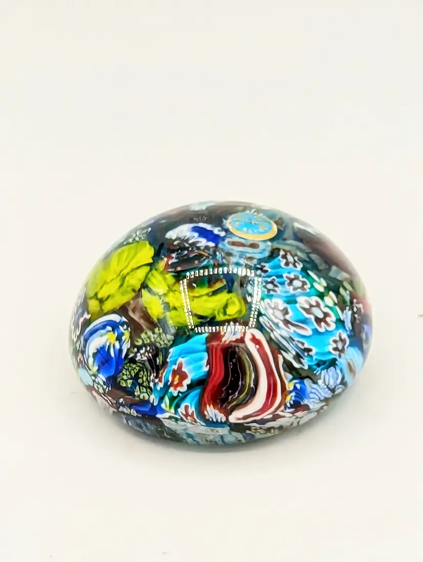 Vintage Murano Art Glass Paperweight Millefiori End-of-Day Scramble
