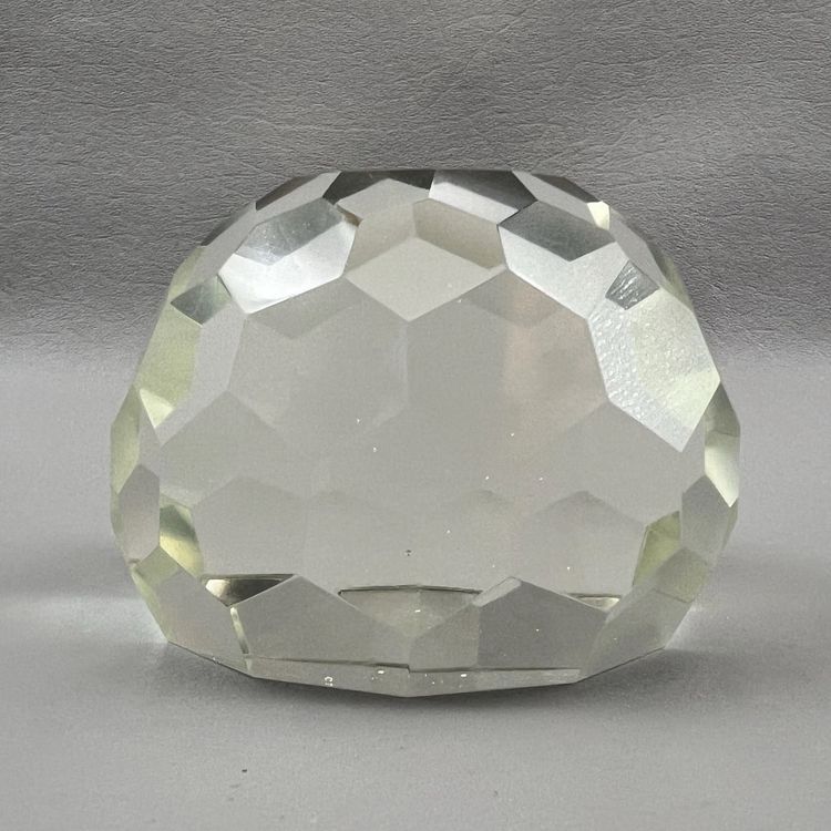 Multi-Faceted Geometric Art Glass Sphere Paperweight 3"x2.5" Honeycomb