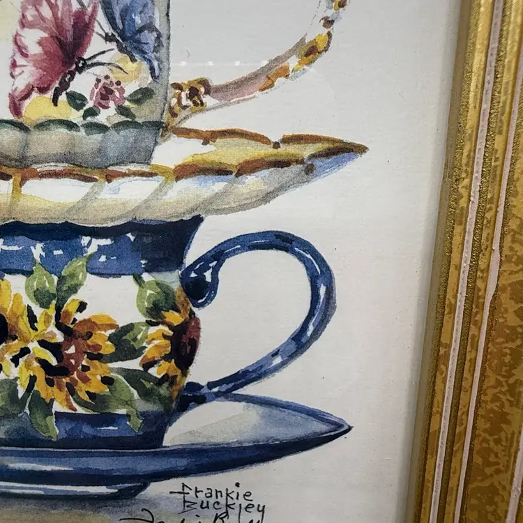 Frankie Buckley Signed Stacked Teacup Print 7x11”