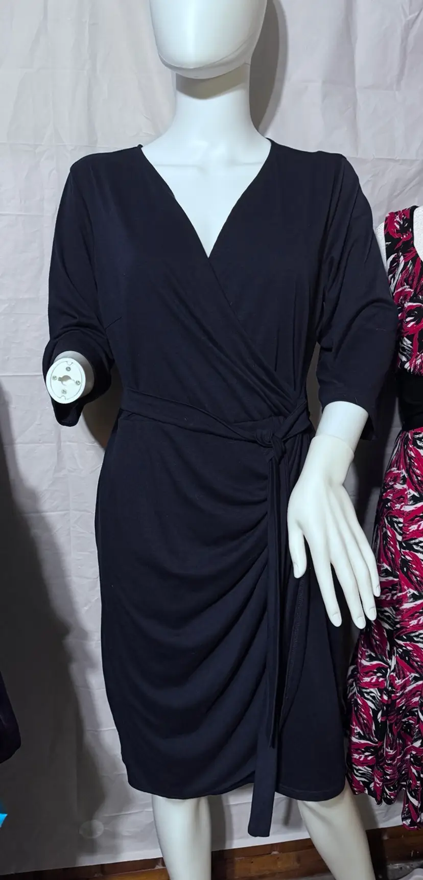 Navy Blue 90s Wrap Style Dress Size L 🔥