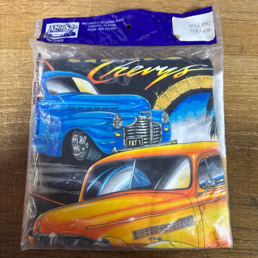 ANDYS Chevy Hot Rod Tee Shirt Large USA Made Sealed #8942 NOS