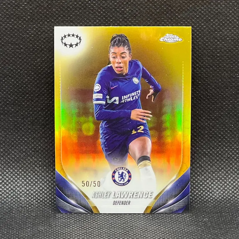 Ashley Lawrence 2023/24 Topps Chrome UEFA Women Gold Refractor /50 Soccer Card