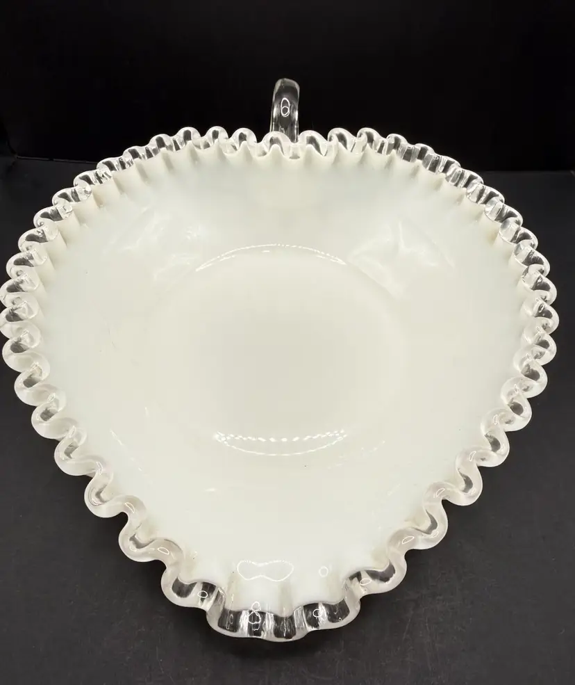 Fenton Silver Crest Heart Dish 8”x6.5”