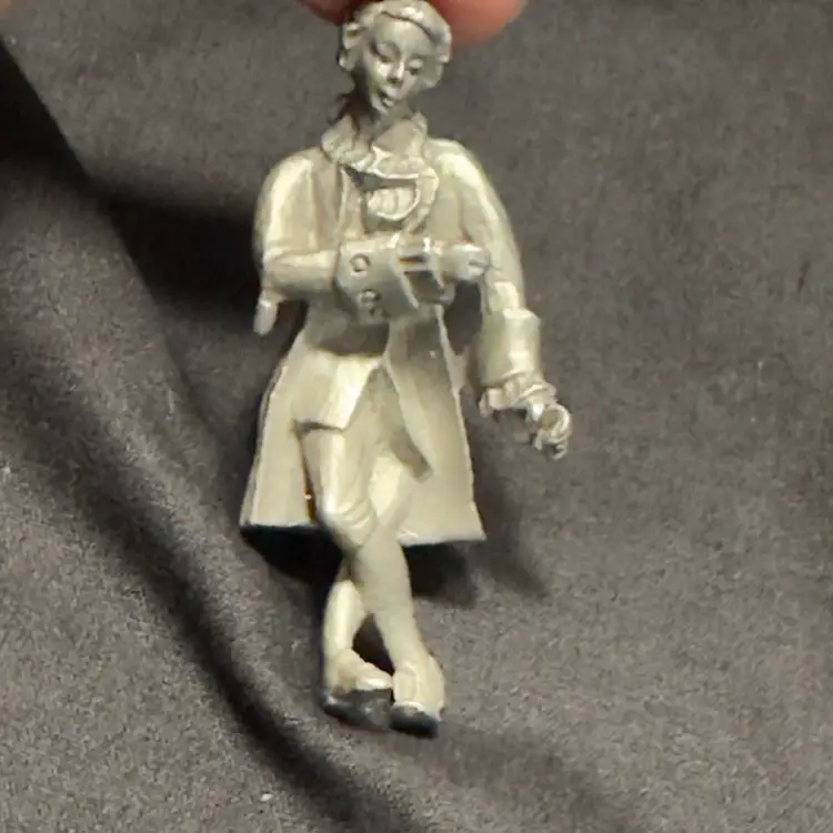 #1682 BDA Pewter TED 1975, Signed, Colonial Man & Woman Dancing Thomas Duffy