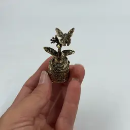 Vintage 1993 Daniel Riccio Gold/ Silicon Bronze Tone Butterfly And Flower Mini Bell Collectible