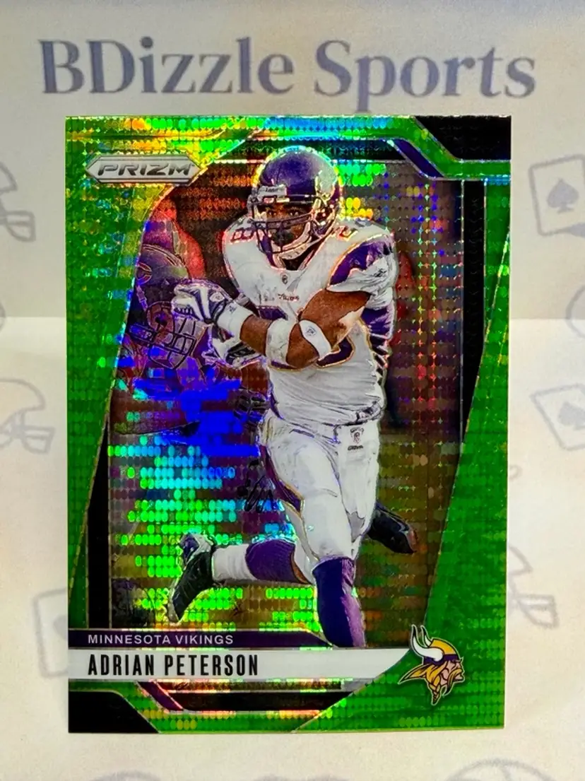 2024 Panini Prizm Adrian Peterson Neon Green Pulsar #191