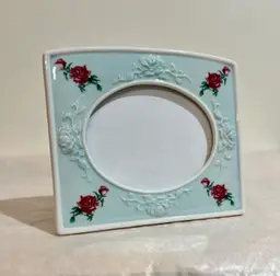 Vtg Avon Picture Frame Embossed Ceramic Decorative Cottage Core Design 5”x4.5”