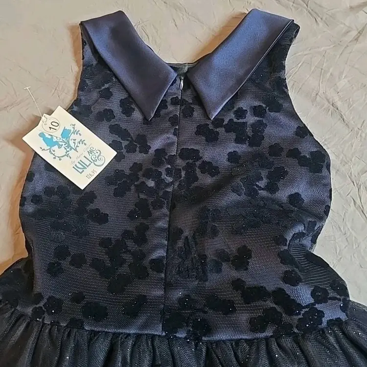 Luli & Me NWT Boutique Girls Dress Blue Flowers Sparkle w/petticoat Sz 10