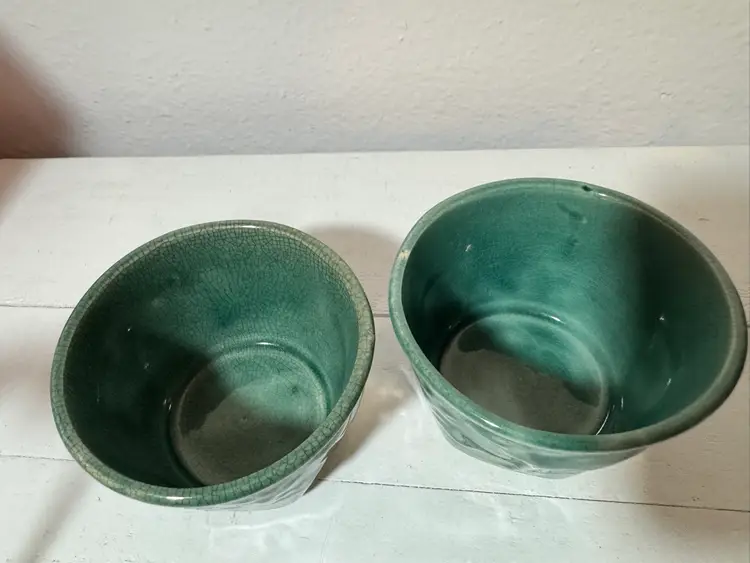 Lot Of 2 Toshiro antique Egyptian revival Green tea cups Japan