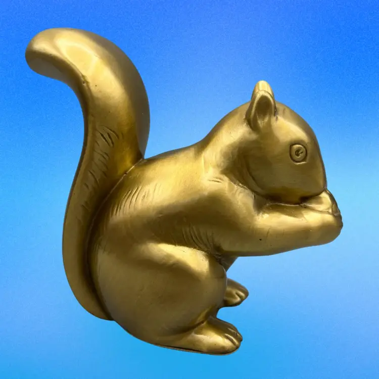 Squirrel w/ Nut Cast Brass Doorstop Paperweight Bookend  Figure Heavy Vintage