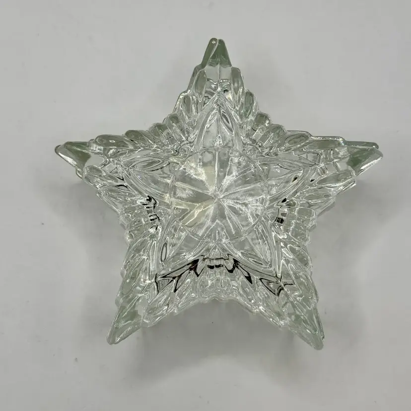Vintage Handcrafted Crystal Star-Shaped Candy Trinket Dish, Elegant Glass Star Design, Perfect for Collectors, By Crystal Clear, Made In Romania