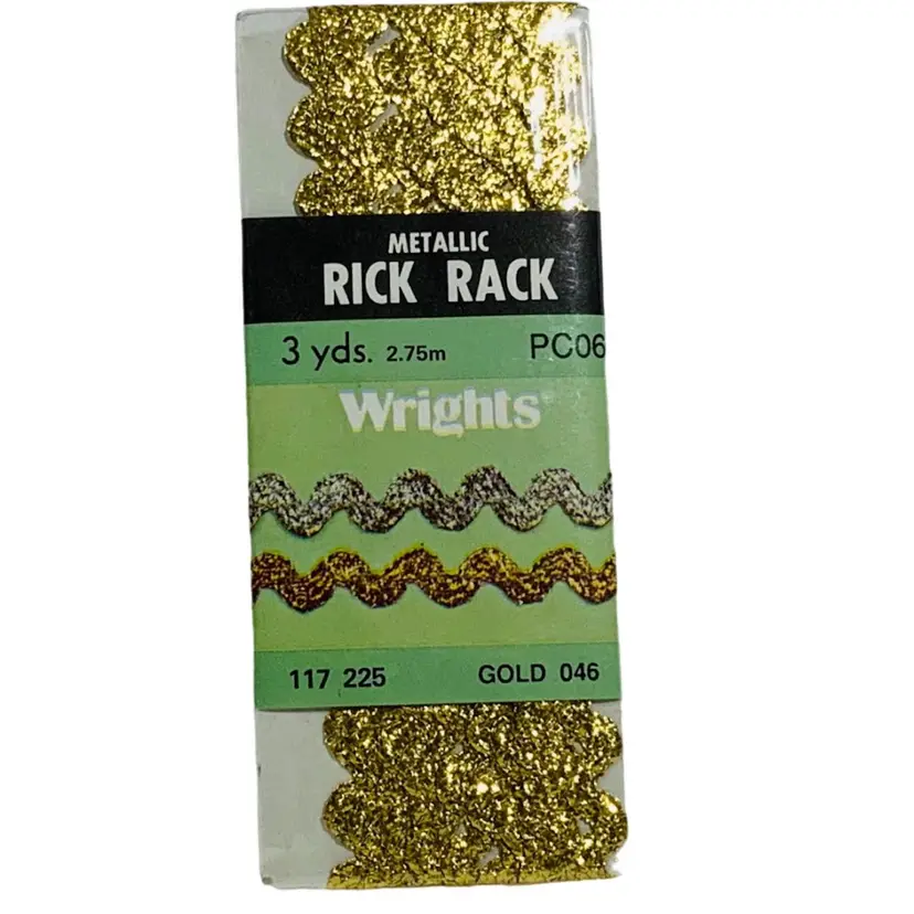 Vintage Sewing Notions In Original Packaging Metallic Gold Rick Rack