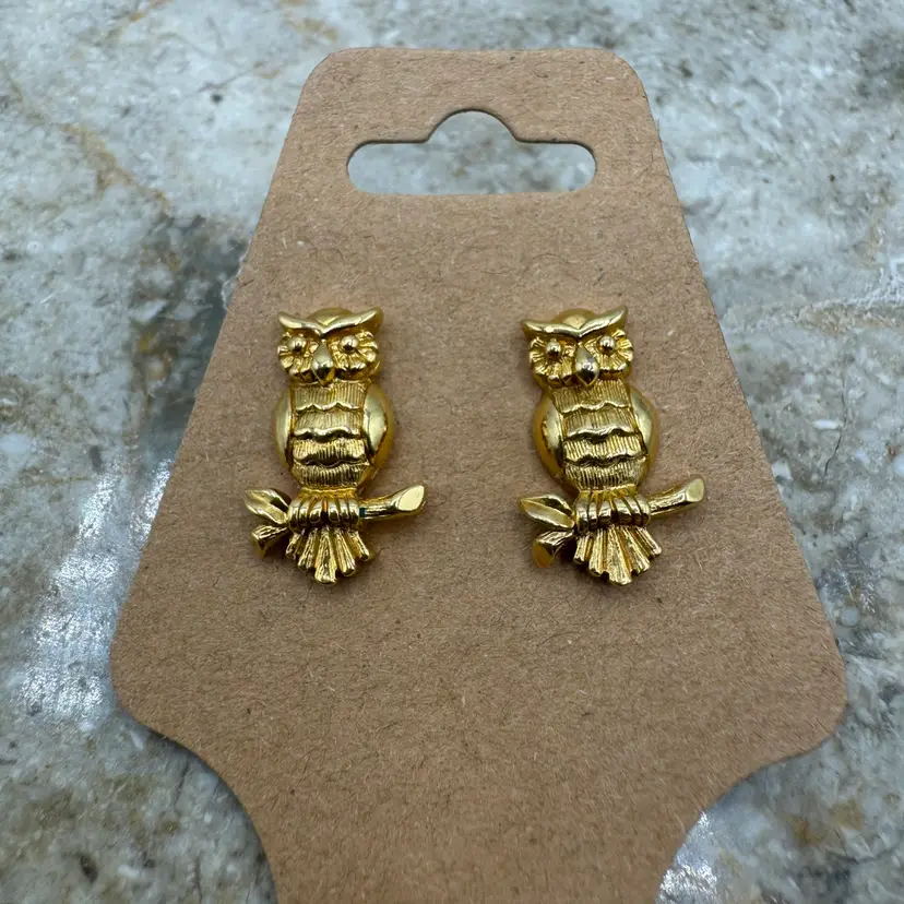 Avon 1991 Hooty Owl Earrings Pierced Post Bird In Box Vintage