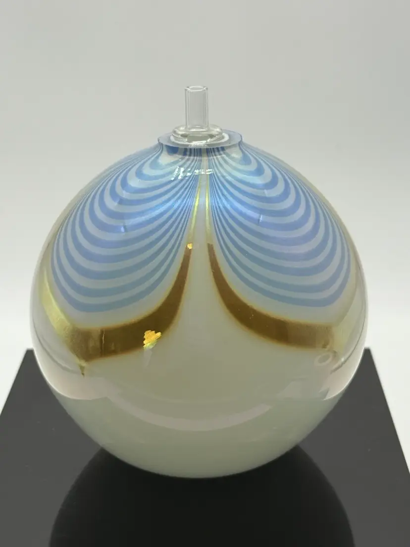 Stuart Abelman Pulled Feather Oil Burner White/Blue/Gold