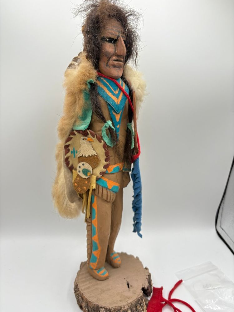 Native American Wood Carving Figure Signed 16”