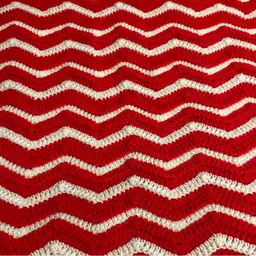 Red And White Afghan 34” X 38 “
