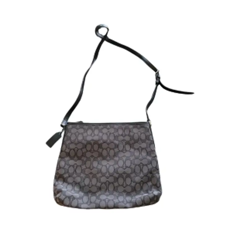 Vintage Coach Signature File Canvas Black & Brown Crossbody Purse