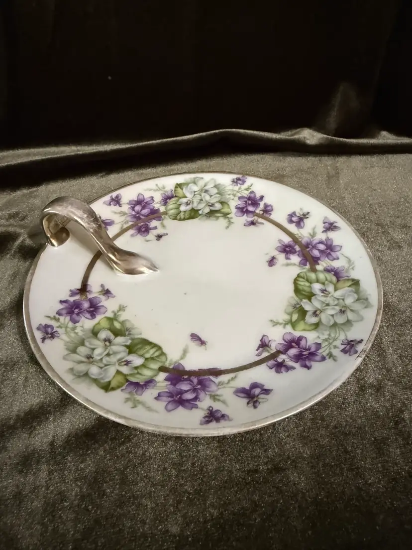 Vintage Bavarian China Finger loop Tidbit plate