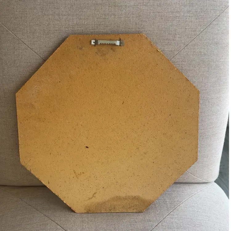 Vintage Raccoon Family John E Bradley Octagon Wooden Hanging Wall Piece 13.25”