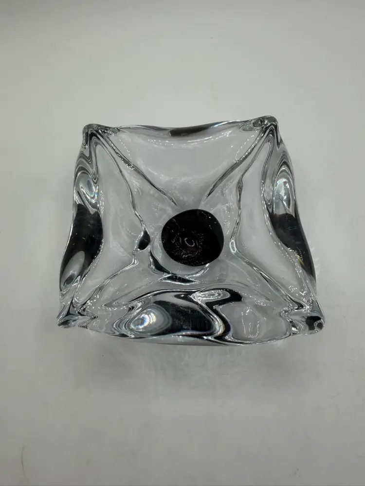 Vtg MCM PAUL KEDELV Signed FLYGSFORS Coquille Art GLASS BOWL Ashtray Sweden