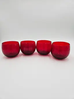 # TR23 Anchor Hocking Ruby Roly Poly 5.5 Ounce Glasses Set of 4