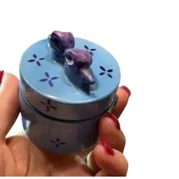 Blue Trinket Box With Bow