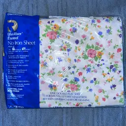 NOS Vintage Dan River No Iron One Double Flat Sheet Floral Made In USA