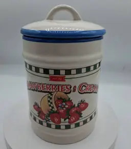 Vintage AVON Strawberries & Cream Covered Candle Jar