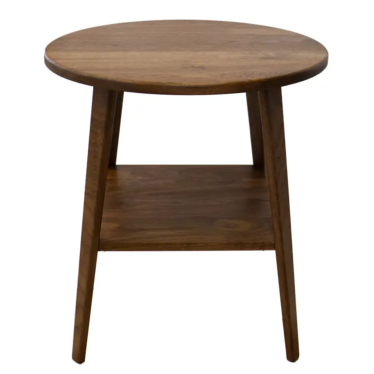 Round MCM Black Walnut End Table: Mid-Century Modern with Hardwax Oil Finish, Made from Solid Walnut