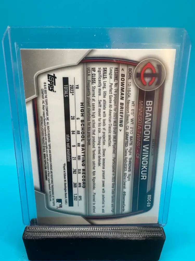 Brandon Winokur 1st Bowman Chrome Refractor Minnesota Twins