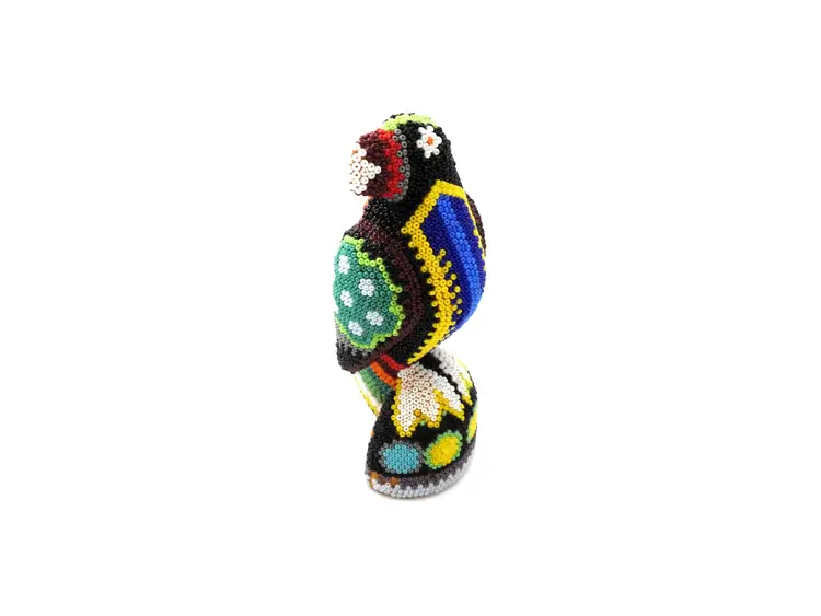 Small Huichol Eagle Figurine Beaded Multiple Colors 5" Mexico Artisan