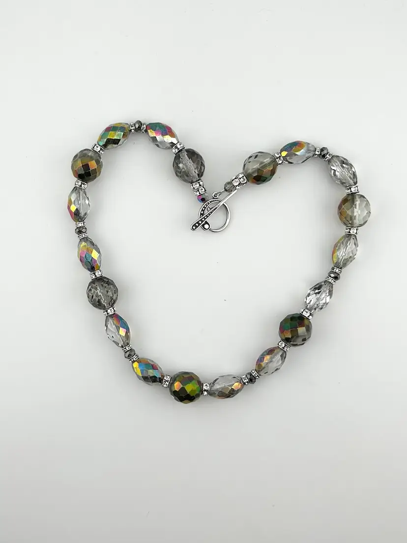 Vintage Czech Glass Beaded Choker Necklace Made By Me 16”