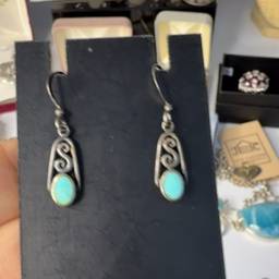 Sterling 925 And Turquoise Drop Earrings