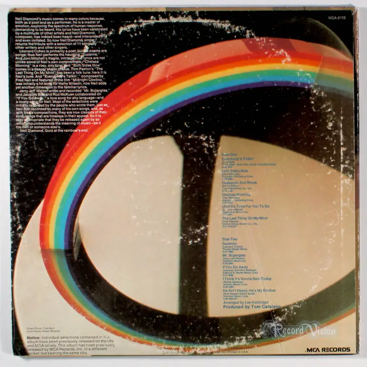 Neil Diamond - Rainbow (1977) Vinyl LP • Best of, Mr. Bojangles, Both Sides Now