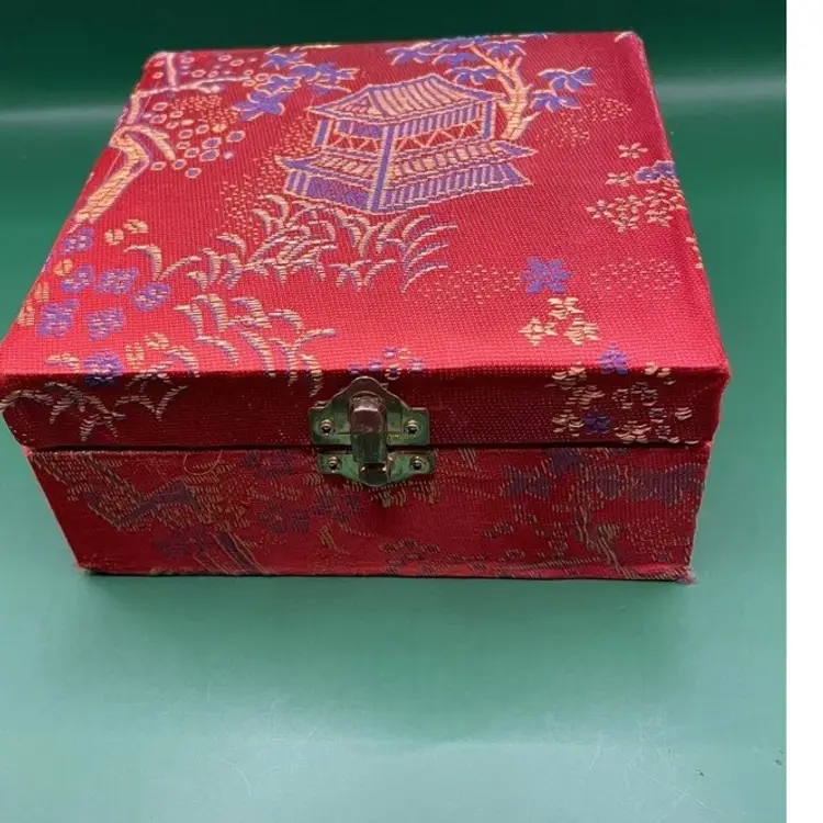 Miniature Chinese Tea Set in Silk Box 6 items 1970's