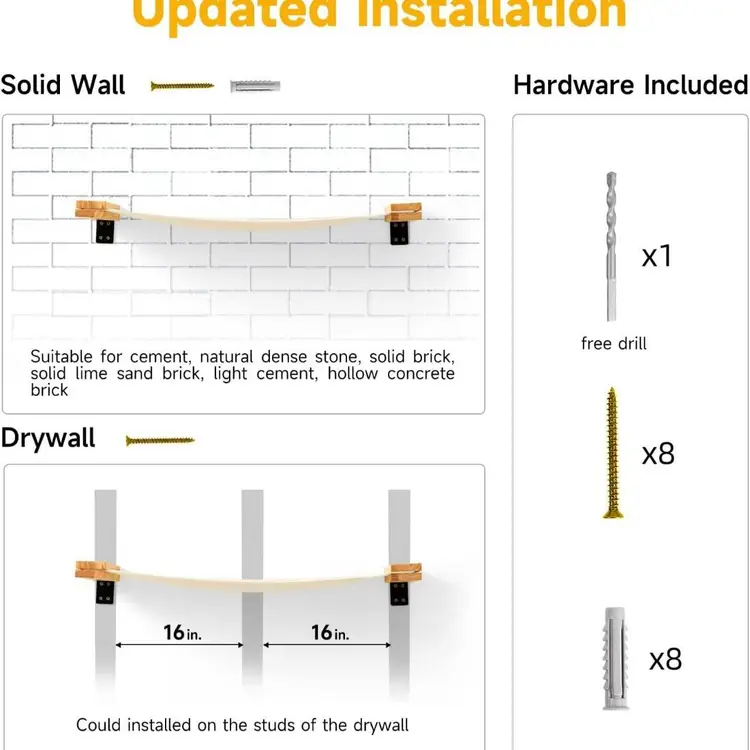 FUKUMARU Cat Lounge Wall Mounted, 36 × 13 inch Cat lounge and Cat Climbing Step.