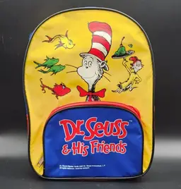 Preowned Vintage 1997 Dr Seuss & His Friends Kids Backpack Small Yellow Red Blue