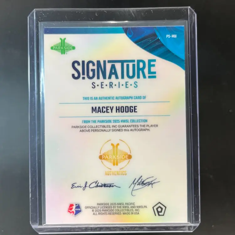 Macey Hodge 2025 Parkside Pacific NWSL Signature Series Autograph Soccer Card