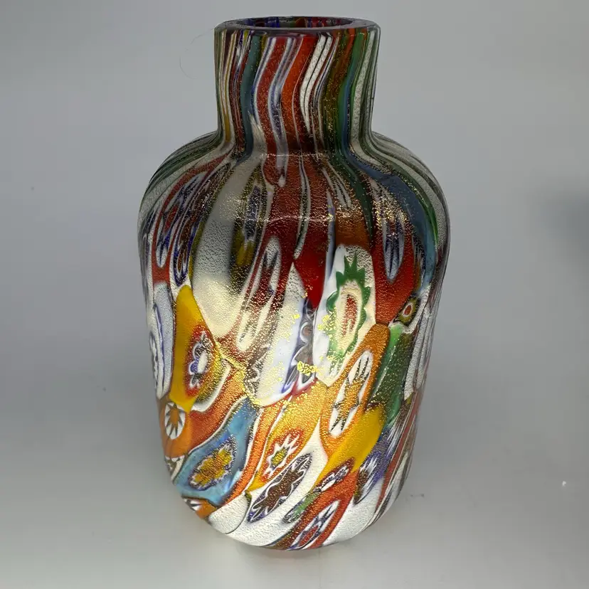 Mid Century Murano Millifiori With Aventurine Mini Vase (possibly Gambaro & Poggi)