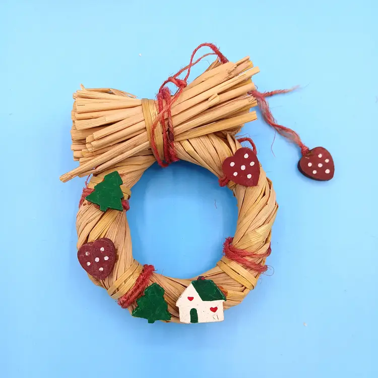 Lot of 3 Natural Material Christmas Ornaments, One Hallmark