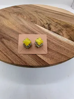 Antique 1920's Czech Bohemian Art Deco Rhinestone Earrings Screw Back Gold Tone