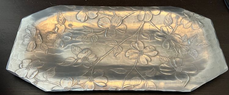VTG Wendell August Hand Hammered Tray with Flowers and Leaves Original Box