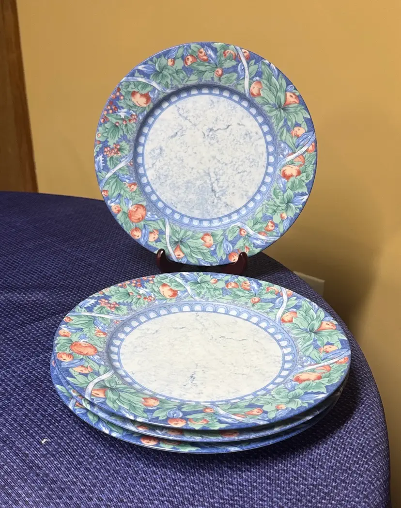Portofino by LAURE JAPY 10.5” dinner plates Limoges France porcelain set of 4