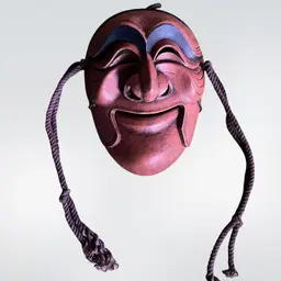 Korean Traditional Insadong Hahoe Tal Hand Carved Wood Mask Wall Art Mouth Moves