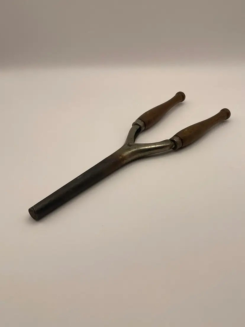Antique Curling Iron Tool Hair Mustache Pincurls 1/2” Metal Barrel, Wood Handle