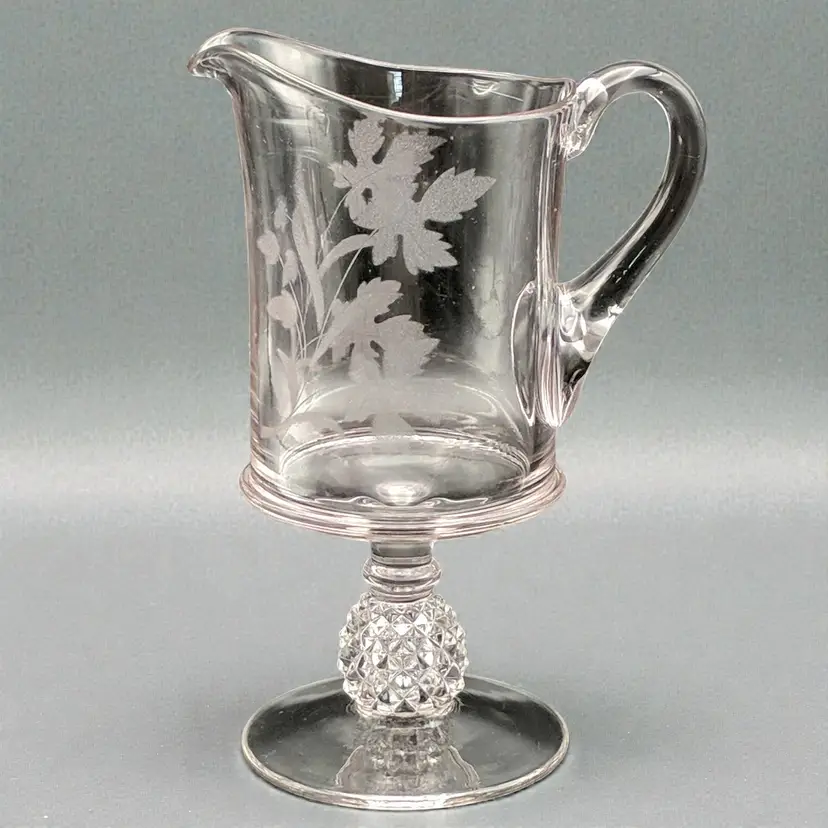 EAPG Ripley and Company Footed Creamer Pavonia Pattern 1888 Oak Etch Irradiated