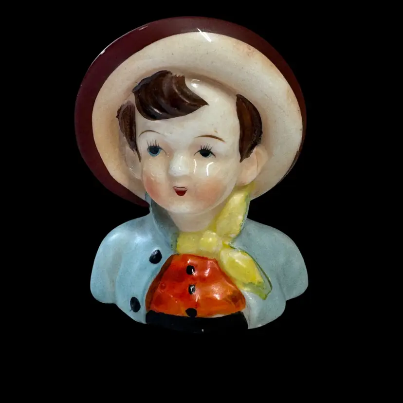 Vintage Occupied Japan porcelain head vase of a young boy.