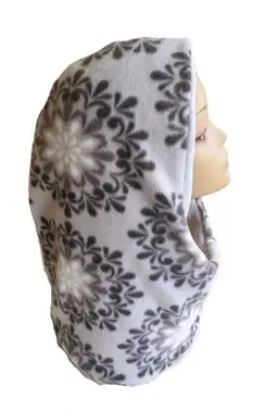 Gray Black and White Fleece Hood